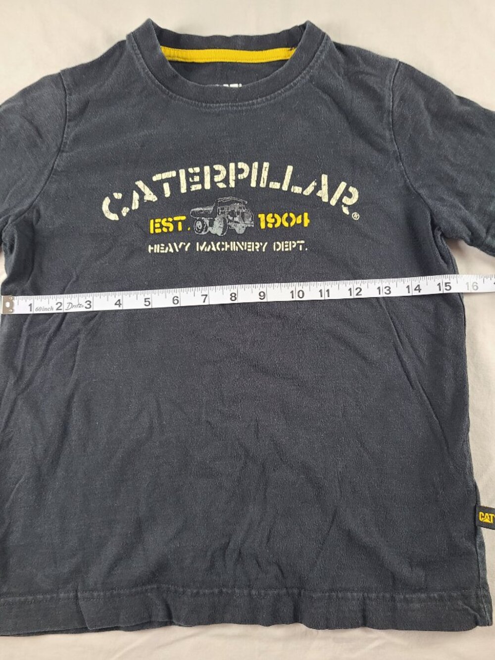 Caterpillar Long Sleeve Shirt Boys 8 Black & Yellow - Picture 9 of 11